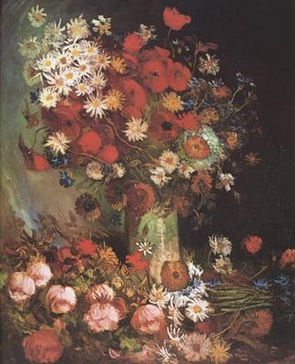 Vincent Van Gogh Vase wtih Poppies,Cornflowers,Peonies and Chrysanthemums (nn04) oil painting picture